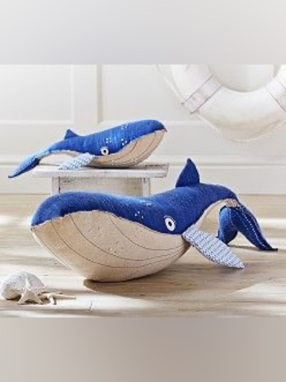 Plush Blue Whale Decorative Pillow - Nautical Home Accent